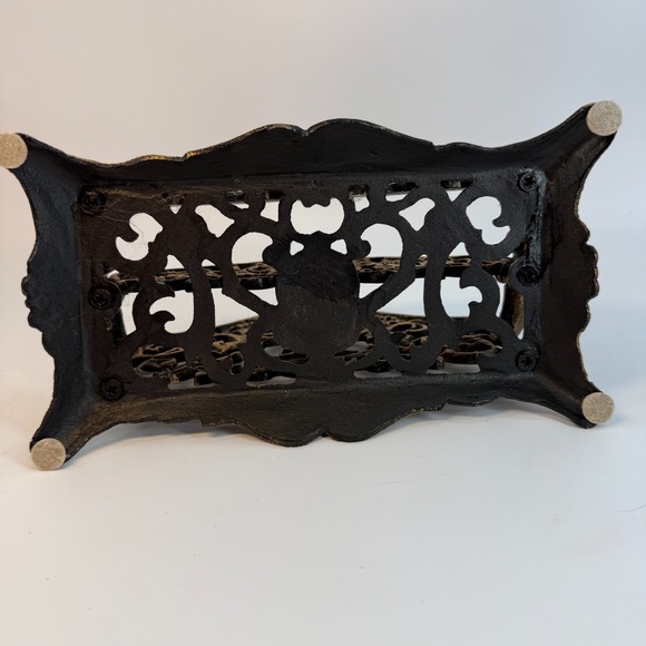 Vintage Brass Double Mail Holder Ornate Filigree Letter Desk Organizer Roccoco - Picture 13 of 16